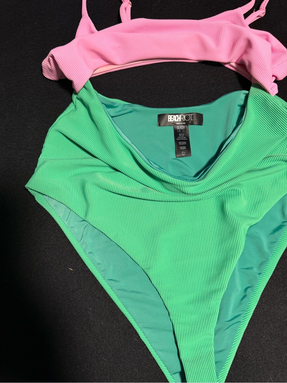 Beach Riot Green and Pink Ribbed Bikini Set - Picture 4 of 6